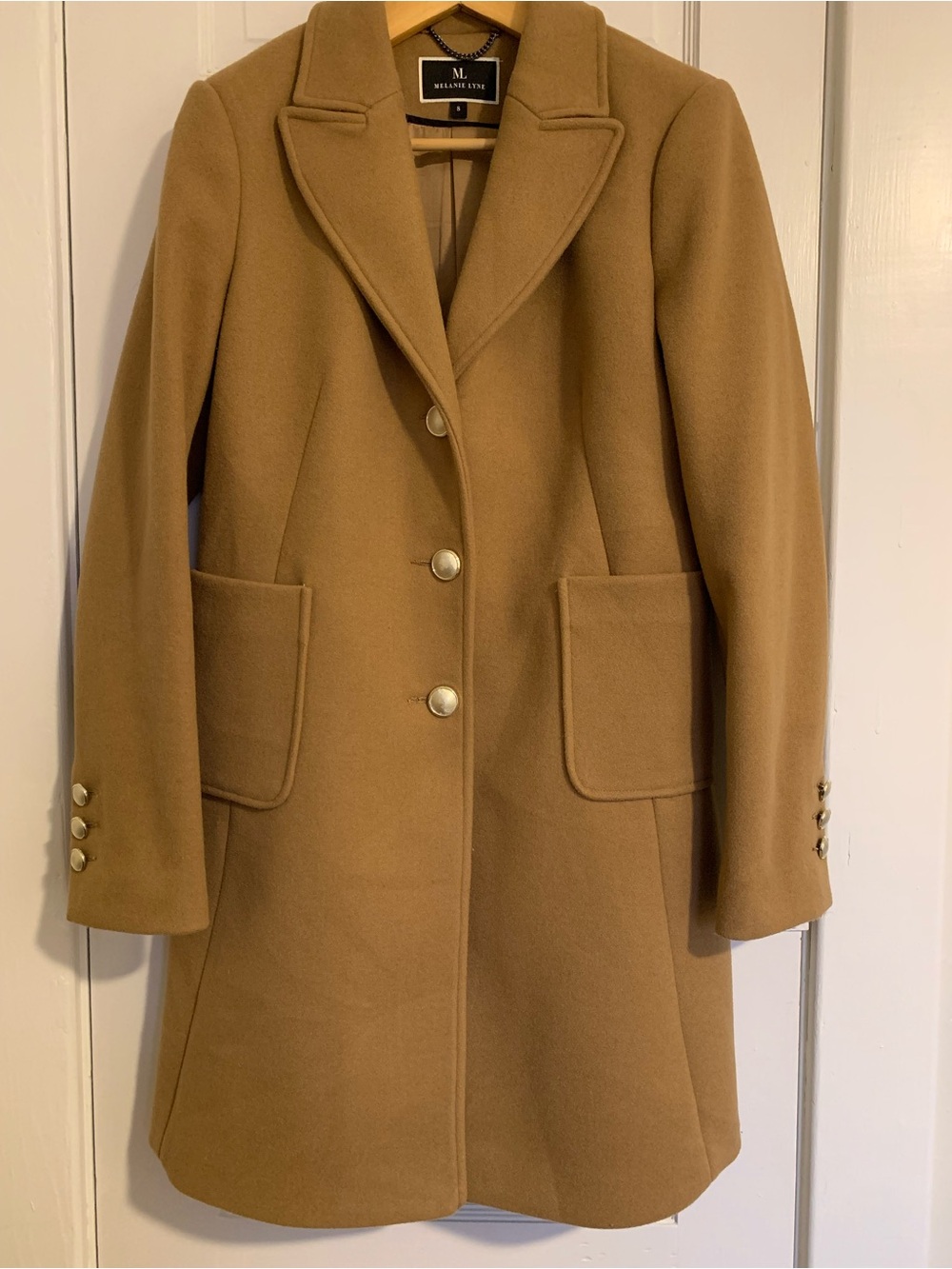 Camel Wool Blend Trench Coat Size 8